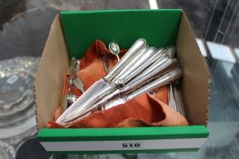 VARIOUS SILVER AND WHITE METAL SERVING PIECES AND FLATWARE