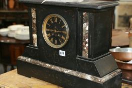 A VICTORIAN SLATE MANTLE CLOCK