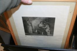 TWO SIGNED LIMITED EDITION ETCHINGS BY NIGEL KONSTAN AND ONE FURTHER PICTURE SIGNED INDISTINCTLY