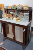 A WM.IV.ROSEWOOD CHIFFONIER WITH MIRROR BACKED MARBLE TOP