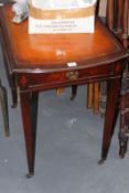 A MAHOGANY AND LEATHER INSET PEMBROKE TABLE
