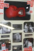 A SIGNED SIR HENRY COOPER BOXING GLOVE AND PHOTO MONTAGE