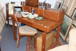 A GOOD QUALITY MODERNIST TEAK WRITING DESK TOGETHER WITH A SIMILAR TEAK CHAIR BY BENNY LINDEN