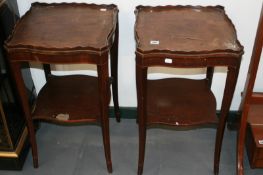 A PAIR OF MAHOGANY TRAY TOP SIDE TABLES