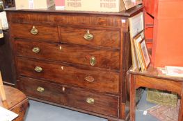 A LATE GEORGIAN MAHOGANY LARGE CHEST OF TWO SHORT AND THREE LONG DRAWERS