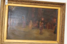 A LARGE 19TH.C.OIL ON CANVAS WEDDING PROCESSION