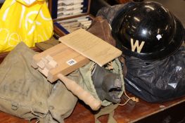 AN ARP OVERCOAT,HELMET ,GAS MASKS,ETC