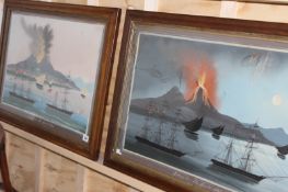 A PAIR OF 19TH.C.WATERCOLOUR AND GOUCHE STUDIES MOUNT VESUVIUS