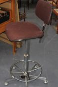 A VINTAGE CHROME BASED SWIVEL HIGH STOOL