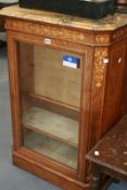 A VICTORIAN WALNUT AND INLAID PIER CABINET WITH MARBLE TOP