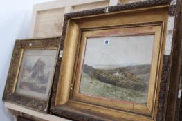 TWO 19TH.C.GILT FRAMED WATERCOLOUR LANDSCAPES