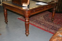 A 19TH.C.MAHOGANY DOUBLE SIDED LIBRARY TABLE