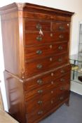 A REGENCY MAHOGANY INLAID CHEST ON CHEST