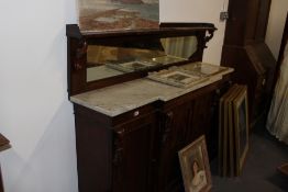 A WM.IV.ROSEWOOD BREAKFRONT SIDE CABINET WITH MARBLE TOP