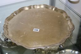 A LARGE HALLMARKED SILVER SALVER.