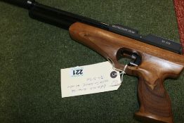 A .22 BROCOCK AIM X AIR PISTOL WITH SILENCER AND WALNUT STOCK.********WITHDRAWN BY