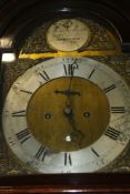 AN 18TH.C.MAHOGANY CASED EIGHT DAY LONG CASE CLOCK BY JAMES ROBERTS OF ASHFORD