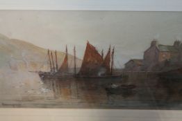 CHARLES E HANNAFORD (1865-1955) POLPERRO SIGNED WATERCOLOUR. 25 x 36cms