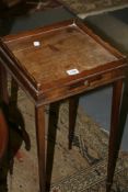 A 19TH.C.MAHOGANY GALLERY TOP KETTLE STAND