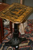 A 19TH.C.PENWORK DECORATED OCCASIONAL TABLE