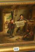 ENGLISH SCHOOL (19TH CENTURY), INTERIOR RUSTIC SCENE - "KEPT IN", INDISTINCTLY SIGNED AND DATED, OIL