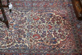 AN ANTIQUE PERSIAN ISPHAHAN PRAYER RUG. 240 X 136 CMS