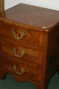 A PAIR OF CONTINENTAL ROSEWOOD THREE DRAWER SMALL CHESTS
