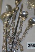 VARIOUS CONTINENTAL SILVER AND WHITE METAL SPOONS,ETC