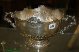 A HALLMARKED SILVER ROSEBOWL/TROPHY CUP. 23.5cms DIAMETER