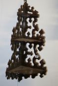 A PAIR OF 19TH.C.CARVED ROSEWOOD CORNER SHELVES IN THE MANNER OF GILLOWS