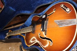 A HOFNER PRESIDENT GUITAR NO.6458 WITH HARD TRAVELLING CASE