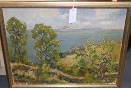 ROBERT SYDNEY RENDLE WOOD (1894-1987) (ARR), ST AUSTELL BAY, SIGNED, OIL ON BOARD, 46 X 56CM.