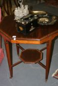 AN EDWARDIAN MAHOGANY AND CROSS BANDED OCTAGONAL OCCASIONAL TABLE