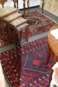 TWO KURDISH TRIBAL RUGS. LARGEST 190 X 120 CMS