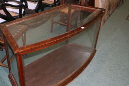 A LARGE VICTORIAN MAHOGANY FRAMED BOW FRONTED DISPLAY CASE