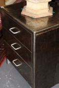 AN INDUSTRIAL STEEL THREE DRAWER CHEST