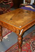 A 19TH.C.OAK AND SPECIMEN WOOD INLAID CENTRE TABLE