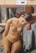 LEONARD FULLER (1892-1973) THE TIRED MODEL SIGNED INSCRIBED ON REVERSE OIL ONN CANVAS. UNFRAMED.