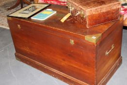 A LARGE BRASS BOUND BLANKET CHEST