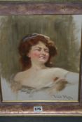 TED ROE PORTRAIT OF A WOMAN SIGNED OIL ON CANVAS. 33.5X26.5 CMS