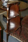 A 19TH.C.MAHOGANY AND BRASS INLAID CORNER STAND