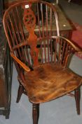 A 19TH.C.YEW WOOD AND ELM WINDSOR CHAIR