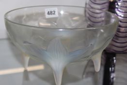A LALIQUE `LYS` OPALESCENT GLASS FOOTED DEEP BOWL
