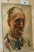 LEONARD FULLER (1891-1973) SELF PORTRAIT SIGNED AND DATED 1944 OIL ON CANVAS. UNFRAMED. 36 x