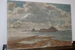 MARGARET WALLER COASTAL VIEW SIGNED OIL ON CANVAS. 51X76 CMS