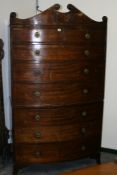 A GEO.III.MAHOGANY BOW FRONT TALLBOY CHEST