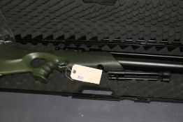 A .22 CASED RWS500 WITH BIPOD, 1 X MAGAZINE AND SINGLE SHOT TRAY, CHARGING ADAPTER AND