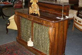 A WM.IV.ROSEWOOD GALLERY BACK CHIFFONIER WITH LATTICE PANEL DOORS