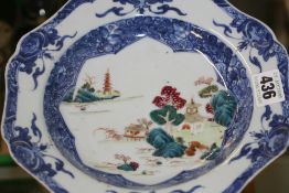 A GROUP OF NINE LATE 18THC CHINESE EXPORT FAMILLE ROSE PLATES