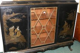 AN EARLY 20TH.C.CHINOISERIE LACQUER WORK SIDE CABINET STAMPED JANSEN